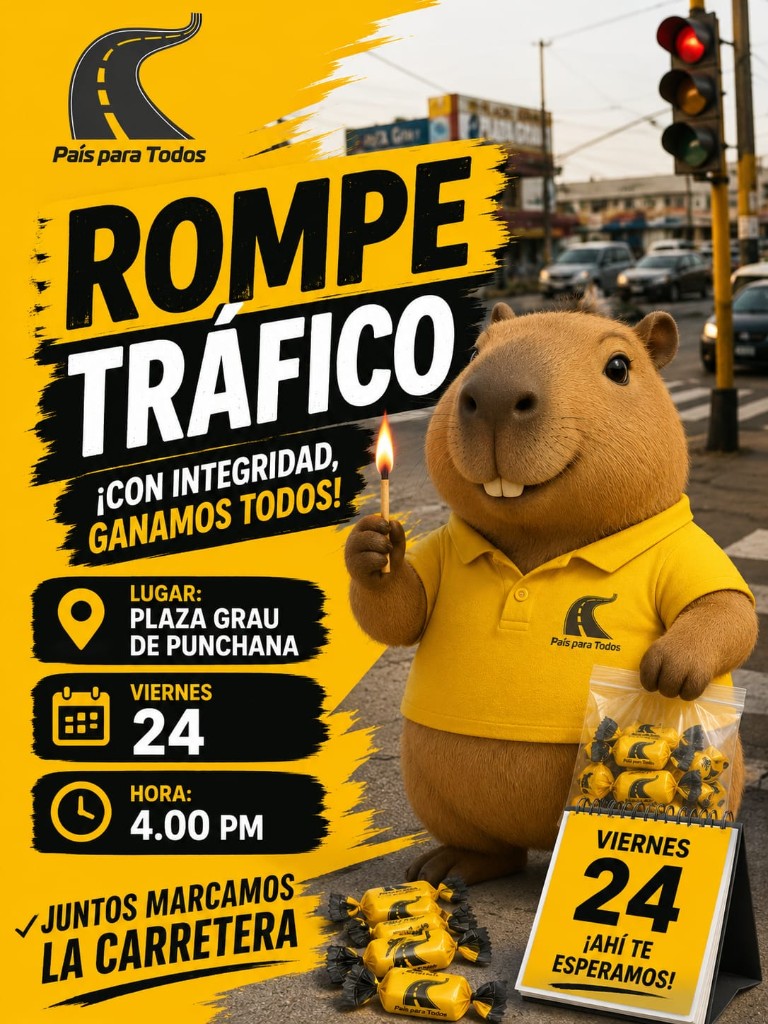 Flyer Rompe Tráfico con el Capibara